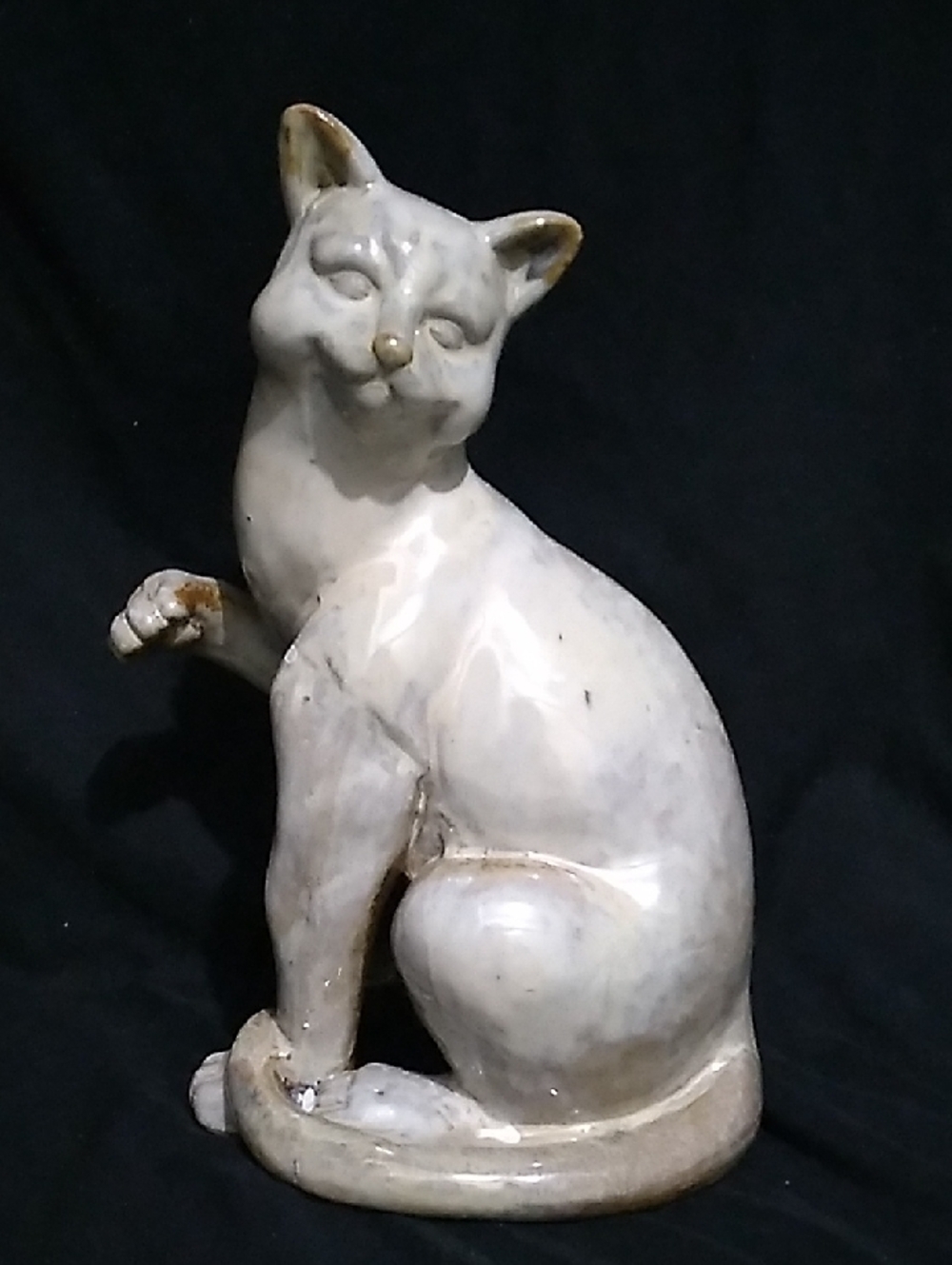 Vintage Drip Glazed Ceramic Cat Figurine (B7)